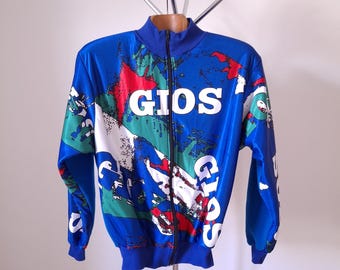 Vintage 90's winter fleece Italian GIOS bikes cycling jacket, size L