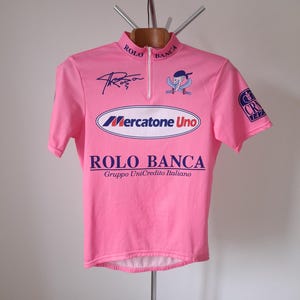 Vintage Marco Pantani Mercatone Uno Italian short sleeve cycling jersey, size L smaller