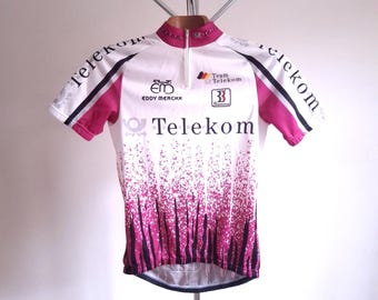 Vintage 1992 Telekom pro cycling short sleeve jersey, size M