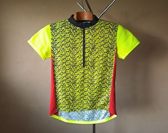 Vintage 90s Italian Cycling Jersey, Vented Short Sleeve, Size L-XL