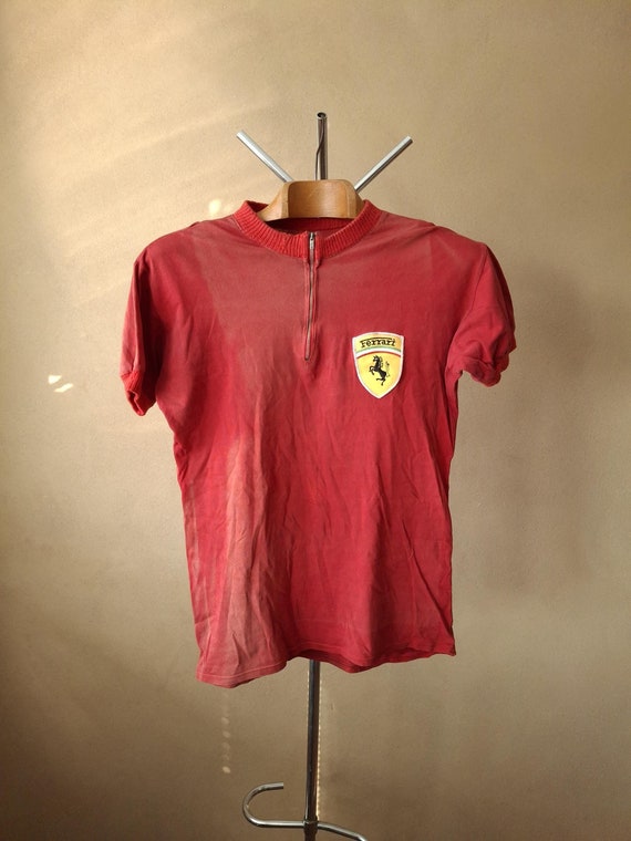 Vintage 70 s Probably Cotton Ferrari Short Sleeve Cycling Jersey With Knitted Collar and Sleeve Ends in Red Size M Etsy UK