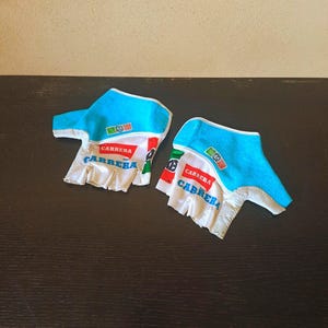 A pair of vintage professional leather Carrera team cycling gloves, size XL
