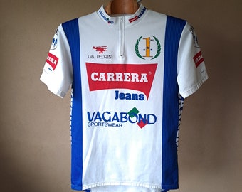 1990 Carrera Vagabond Italian short sleeve pro cycling jersey, XXL