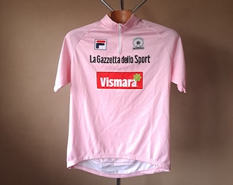 Vintage 1998 simple Italian short sleeve cycling jersey in pink Giro colors, size XXL