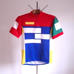 Vintage bold colorful retro Italian short sleeve cycling jersey, size XXL