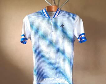 Vintage 90's striped women's Swiss short sleeve cycling jersey, size small L