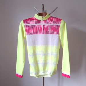 Vintage 90s fluorescent Italian long sleeve cycling jersey, size M