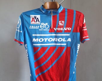Camisa de ciclismo profissional italiana de manga curta Motorola 1992, 1º ano de Lance Armstrong. Tamanho mais largo XL