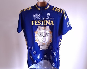 1992 Festina professional cycling jersey in blue, size XL