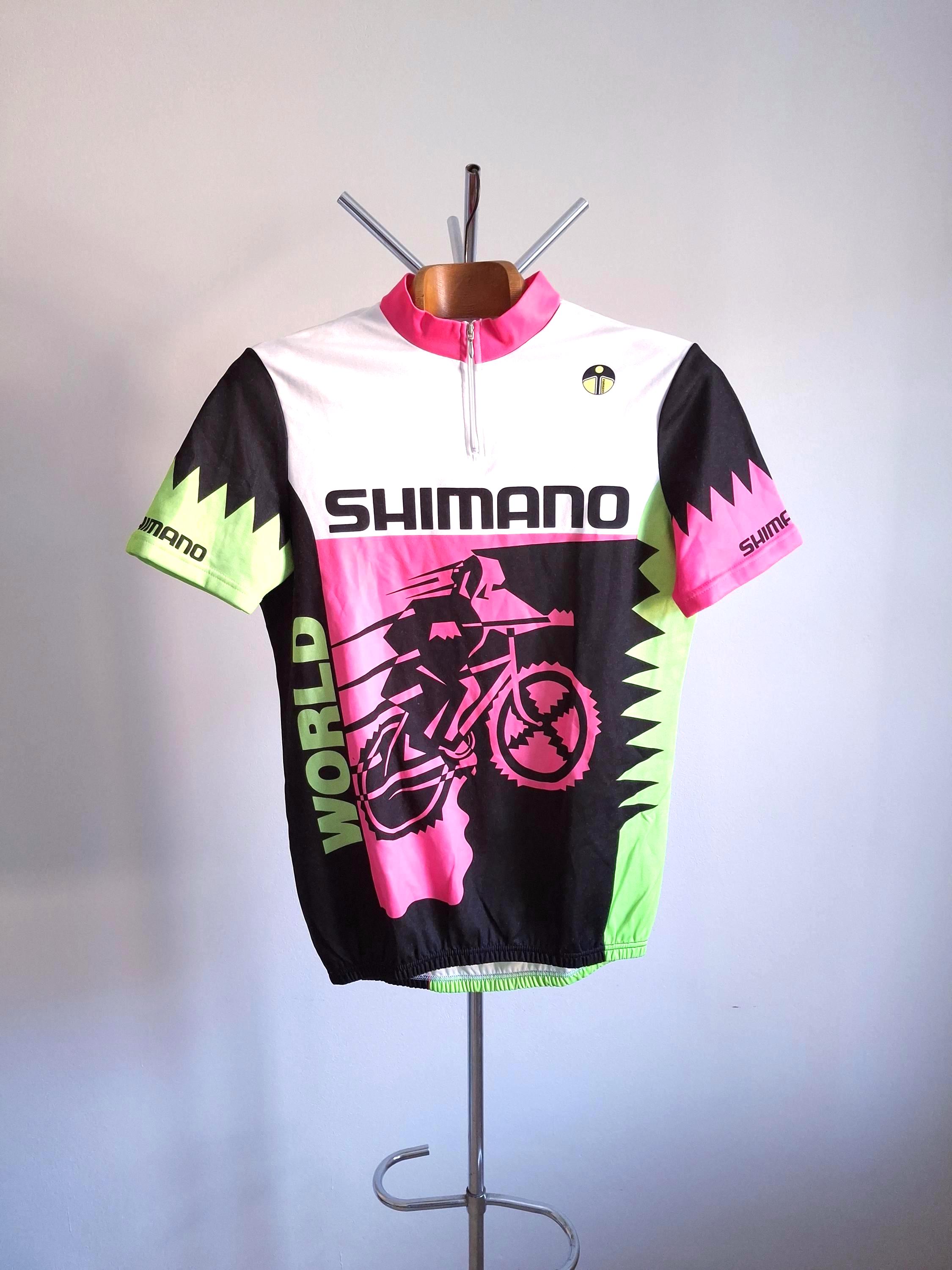 Vintage 90's Bright and Colorful Shimano Short Sleeve Cycling