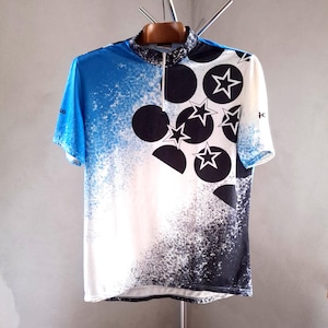 Vintage 80&#39;s West German retro bold &#39;Only Wild Boys&#39; short sleeve cycling jersey, size 4XL