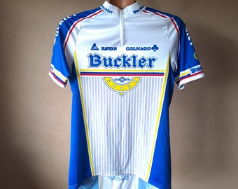 1991 - 2 pro cycling short sleeve Italian Buckler cycling jersey, size XXXL