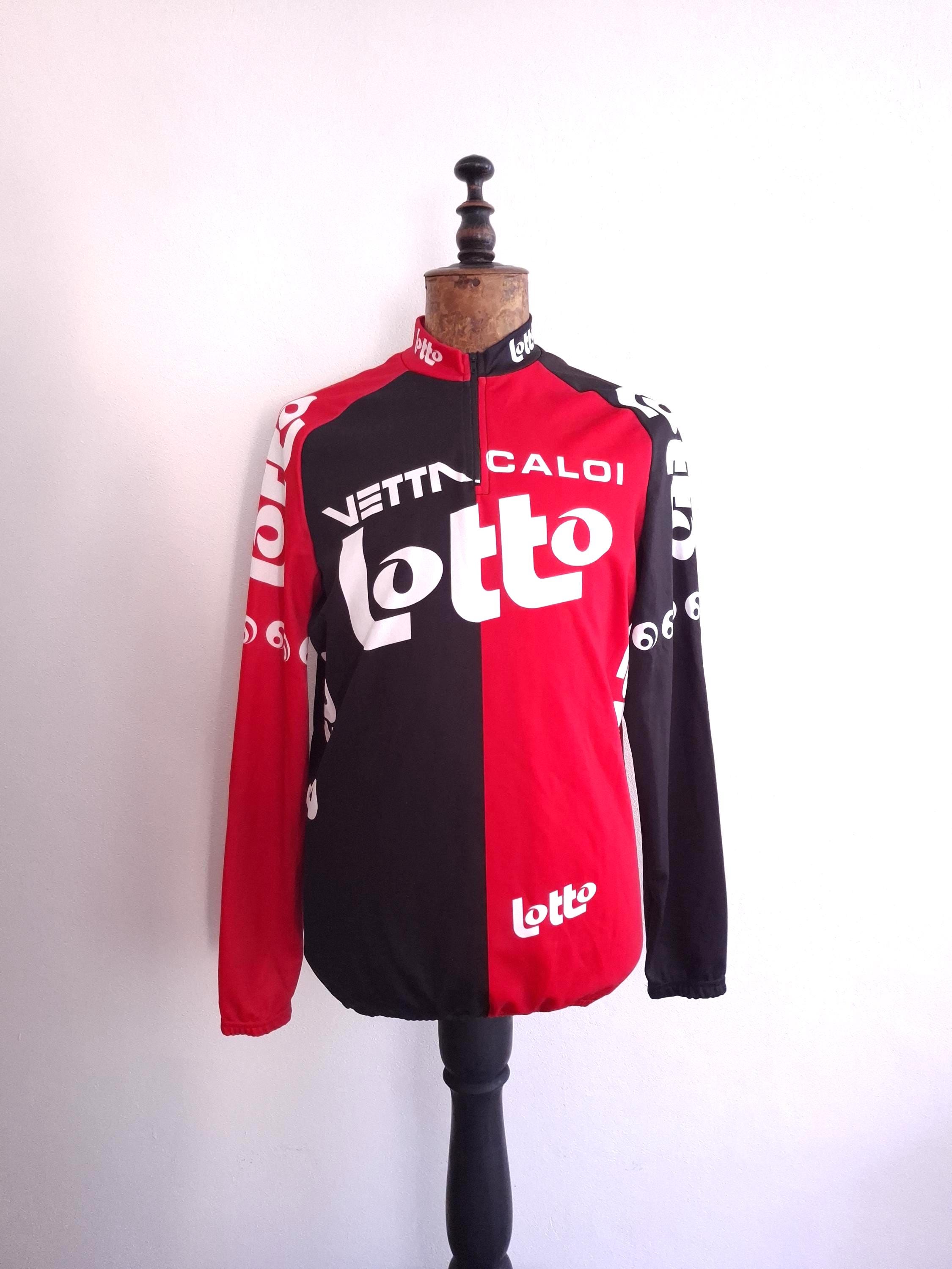 Lotto, 1994 Lotto professional long sleeve Italian cycling jersey in red and black, size XL