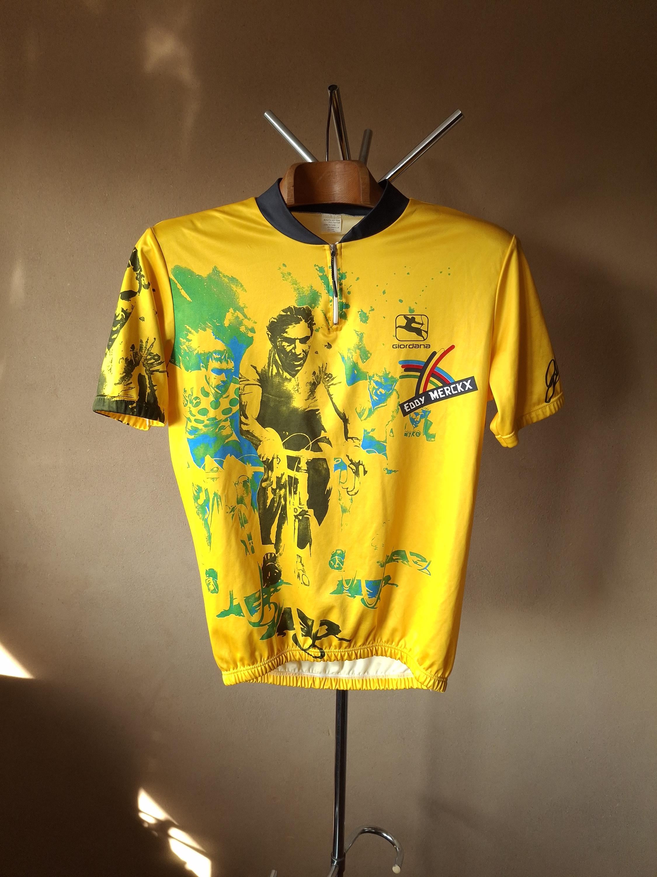 Maillot Cycliste Vintage Eddy Merckx Jaune - Taille 6 - Fabriqué En Italie - Hitachi