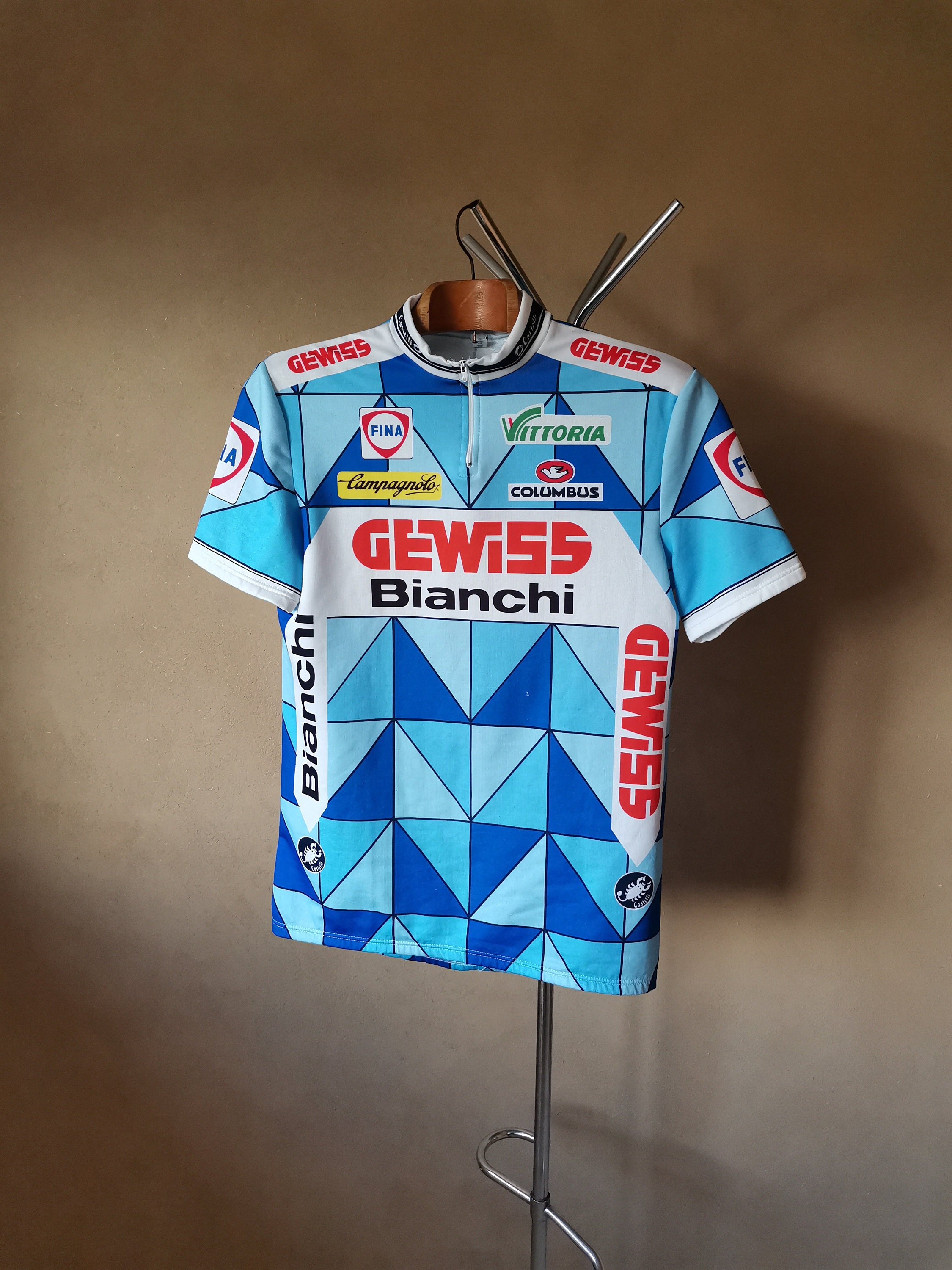 Castelli ビンテージ サイクルジャージ GEWISS Bianchi 1988 Gewiss Bianchi Short Sleeve Professional Italian Cycling