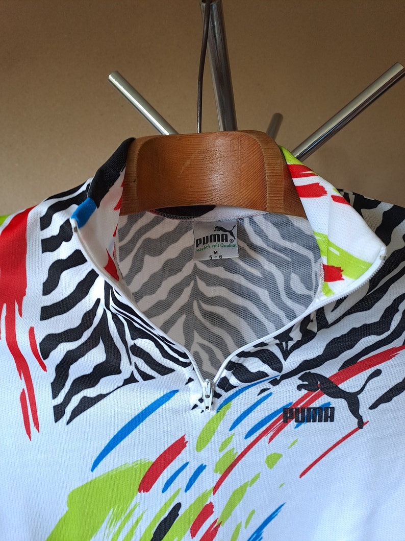maillot de cyclisme rétro italien audacieux vintage des années 90 à manches courtes avec un motif zébré, taille M image 3