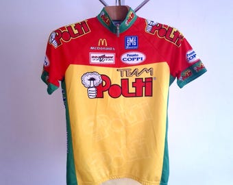 Maillot ciclista profesional italiano de manga corta Polti 1998, talla XL