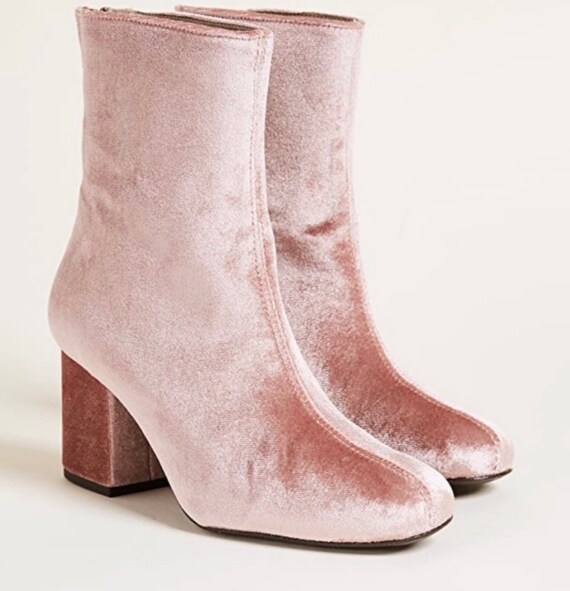 People Velvet Cecile Ankle Boots New 