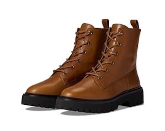 New Madewell The Rayna LaceUp Boot Leather Lace up Closure Round Toe Silhouette Fashionable Comfy Women's Boots English Saddle 9.5