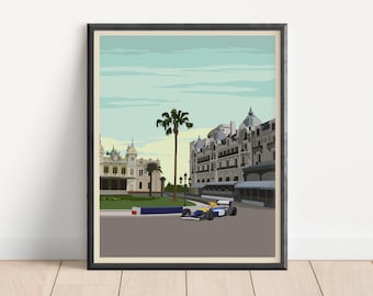 Formula One Poster | Circuit de Monaco | Nigel Mansell | Monaco Grand Prix | F1 Art | F1 Racing | Car Print | Wall Prints | Birthday | Gift