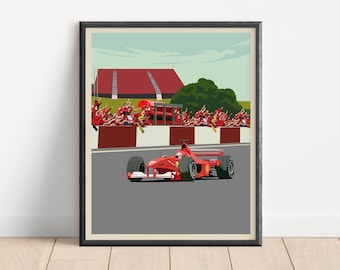 Michael Schumacher Poster | Formel 1 Kunst | Scuderia Ferrari Formel 1 Team | Suzuka-Circuit | F1 Kunst | F1 Racing | Wandbilder | Geschenk |