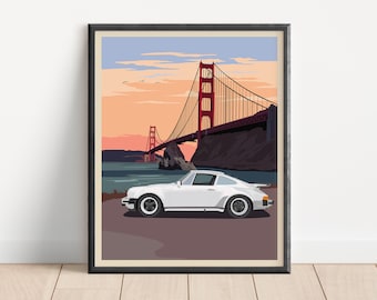 Porsche 911 Turbo Poster, Vintage Classic Car Poster, Iconic Porsche Art Print, Car Enthusiast, Retro Sports Car Poster, Porsche 911 Gifts