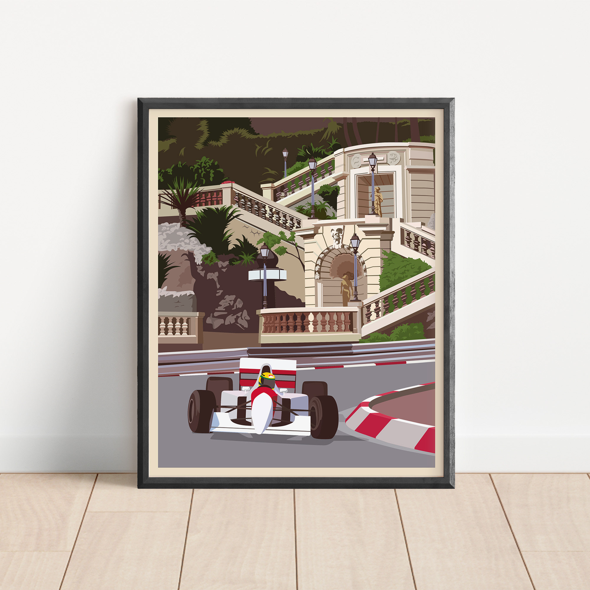 アイルトンセナ 幻の1994年F1モナコGP予告ポスター 額縁付きビンテージ物 アイルトン・セナ】 1994年モナコグランプリ 額装ポスター