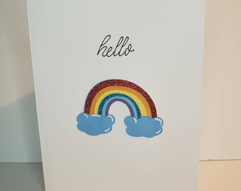 Rainbow hello paper cut blank card