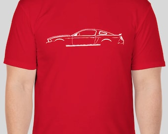 S197 Mustang Silhouette T Shirt -CHOOSE your COLOR WHITE Design