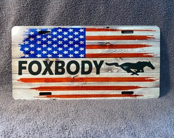 PATRIOTIC Foxbody License Plate 6"x12" Aluminum