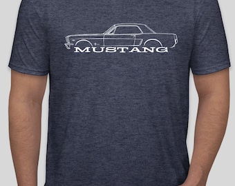1st Generation Mustang Coupe Silhouette T Shirt -CHOOSE your COLOR with WHITE Design