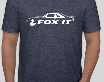 Ford Mustang Hatchback "FOX IT" T-Shirt CHOOSE Your Color T-Shirt with White Design
