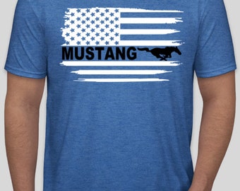 PATRIOTIC Mustang T Shirt -CHOOSE your COLOR white Design
