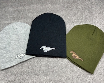 Beanie with ICONIC MUSTANG RUNNING Horse