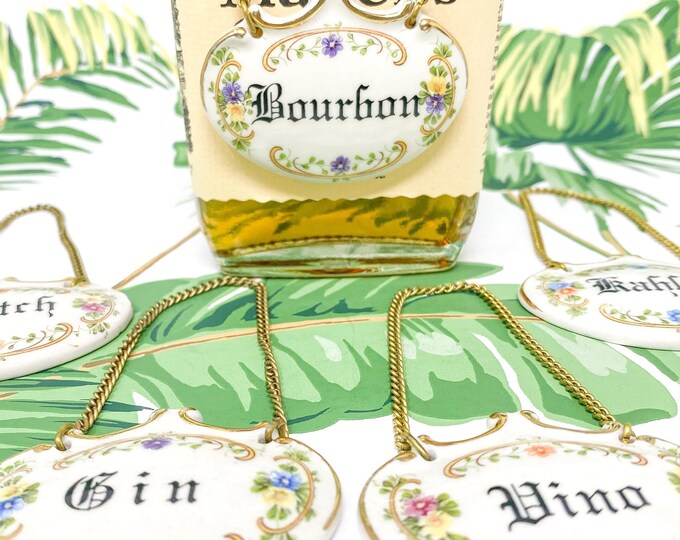 Vintage Porcelain Decanter Tags Bar Cart Decor Etsy