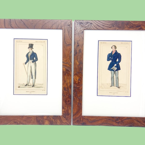 Framed Antique "Historical Costumes of France" Fashion Lithographs