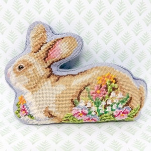 Vintage Bunny Rabbit Easter Needlepoint Pillow