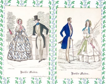 Antique Biedermeier Fashion Plates from Pariser Moden