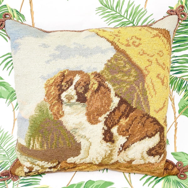 King Charles Needlepoint Spaniel Pillow Etsy