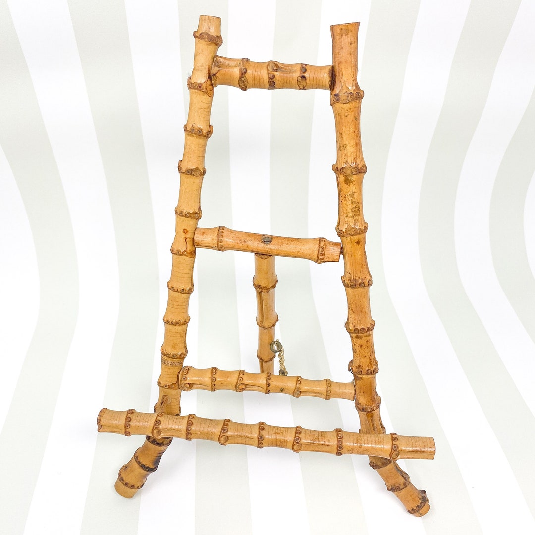 Vintage 12 Burnt Bamboo Table Easel Picture/art/plate Holder Display