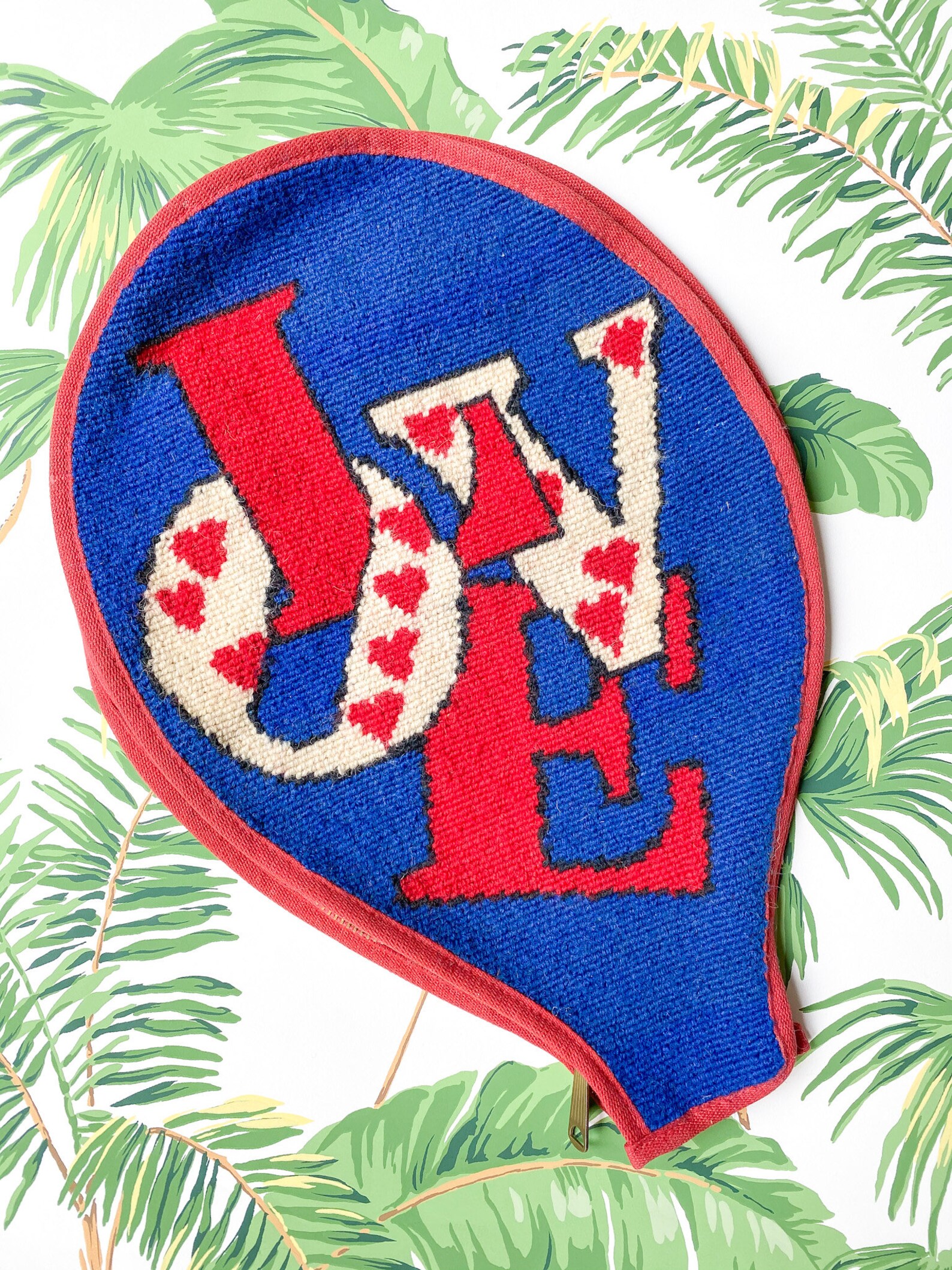 Vintage Needlepoint Handmade Tennis Racket Cover Etsy