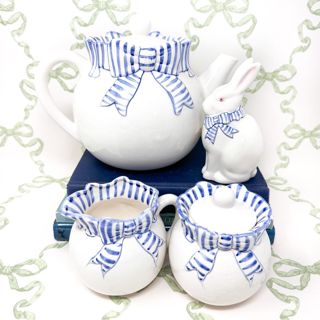 Vintage Haldon Group Blue Ribbon Tea Set - Etsy