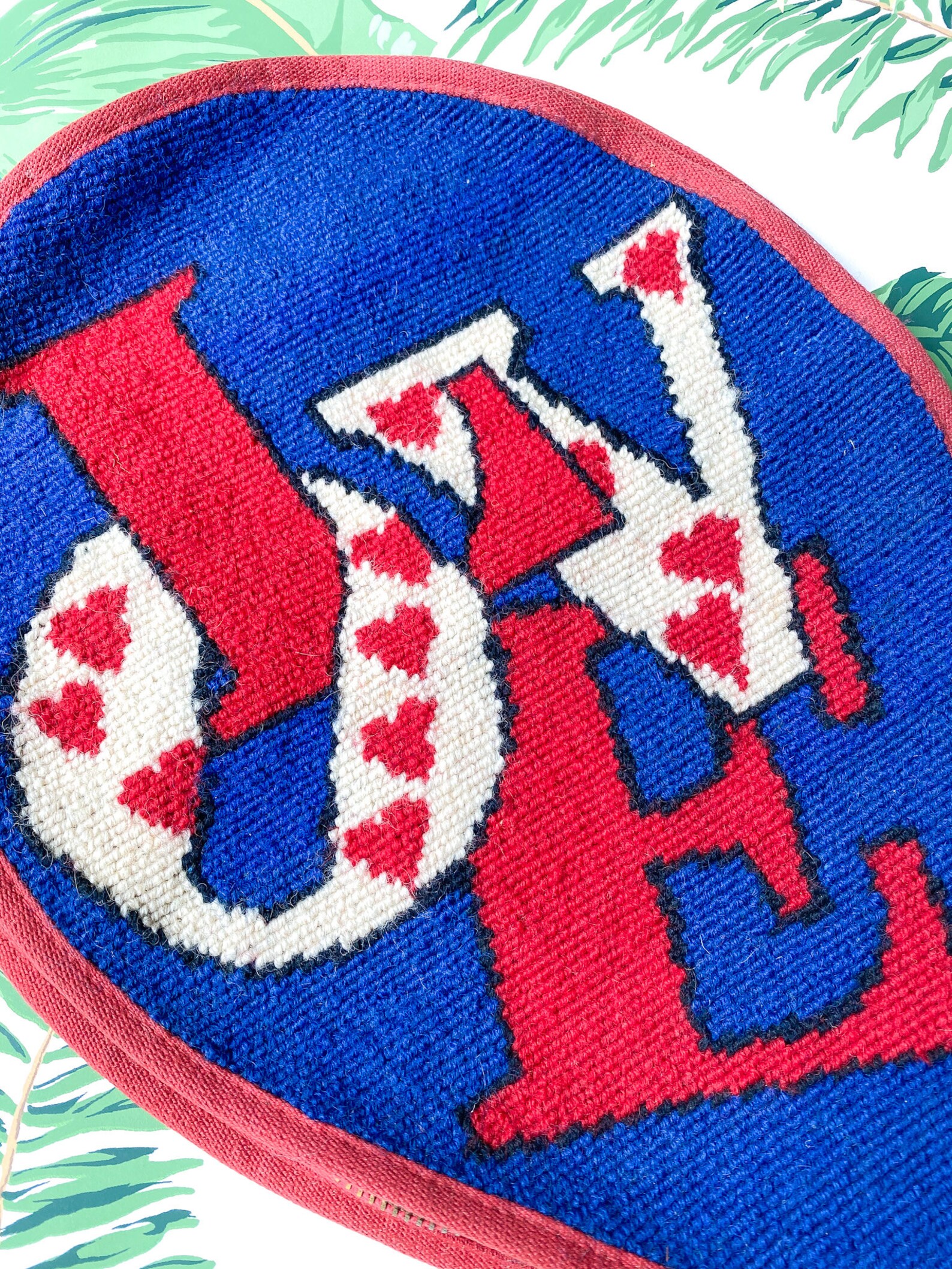 Vintage Needlepoint Handmade Tennis Racket Cover Etsy