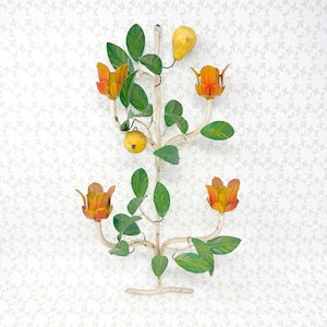 Vintage Italienische Chippy Tole Wandkerze, Tulpe und Birne