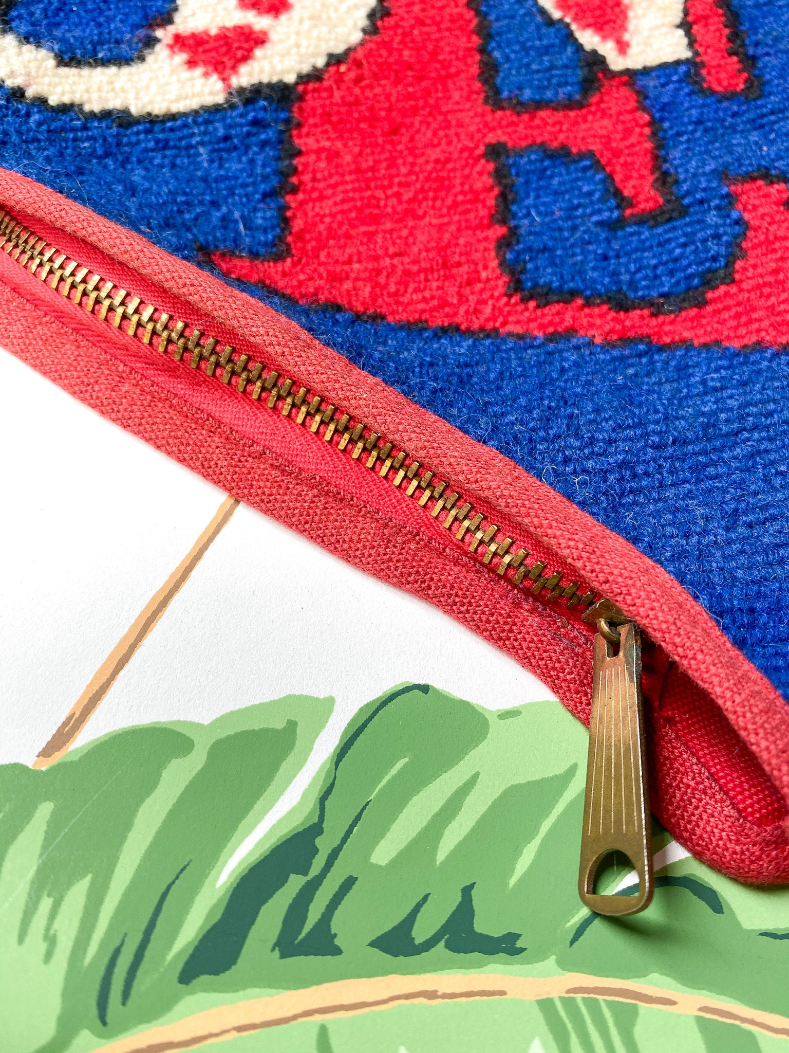 Vintage Needlepoint Handmade Tennis Racket Cover Etsy