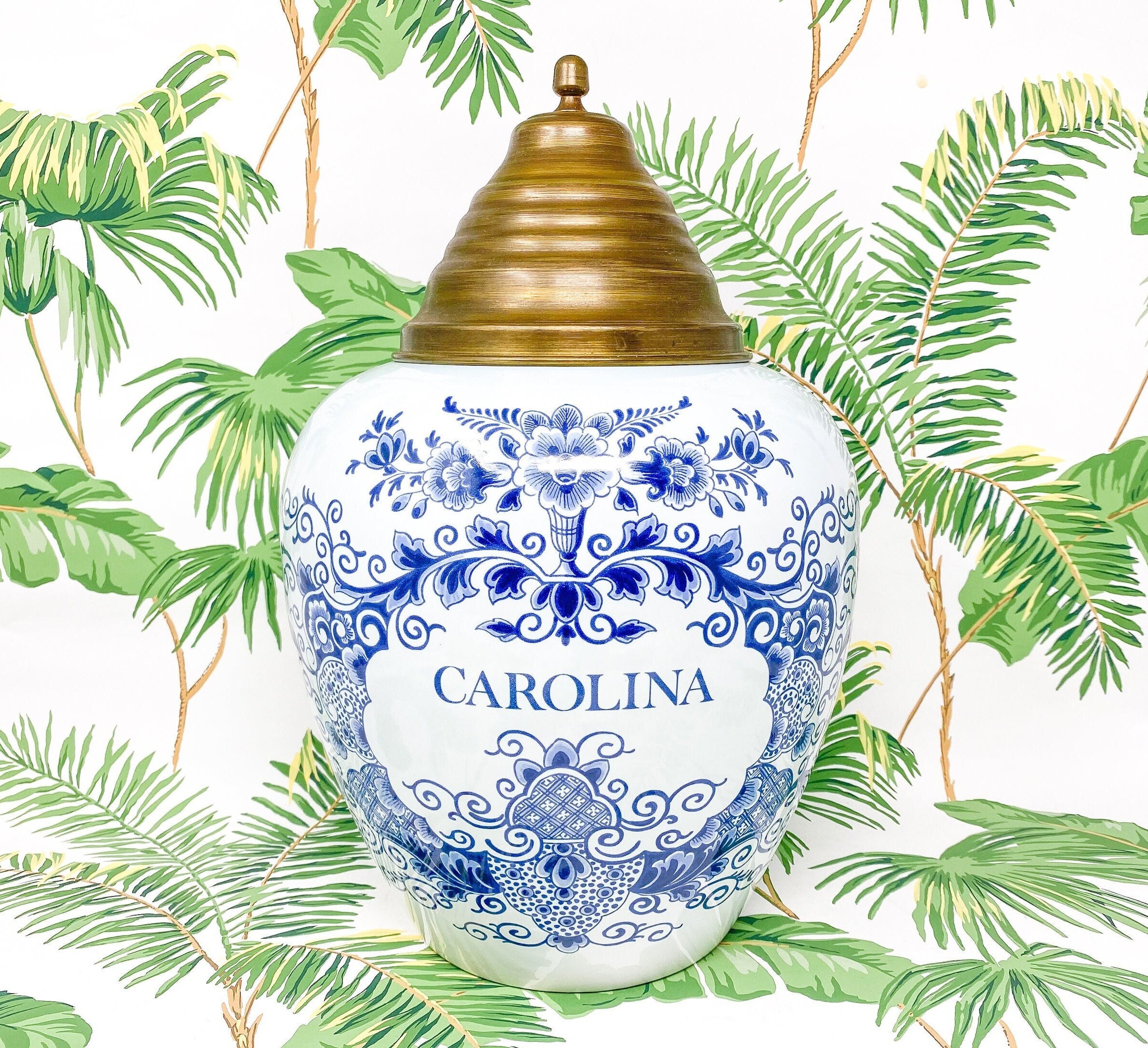 carolina delft tobacco jar 15