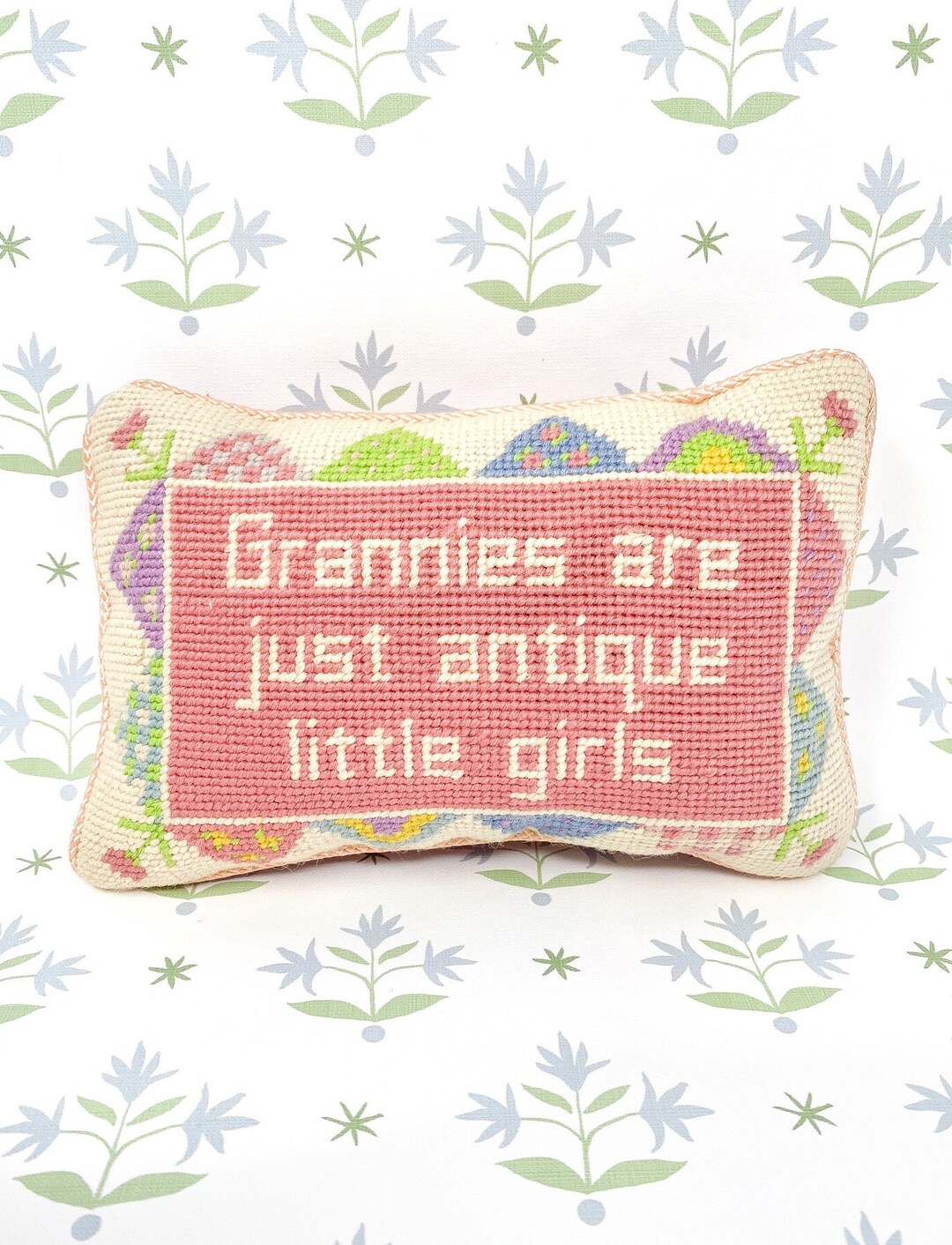 Vintage Needlepoint Pillow Grannies Are Just Antique Little Etsy
