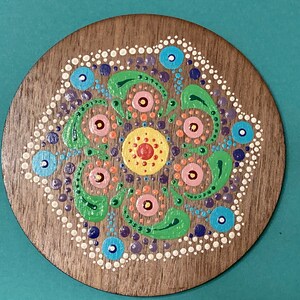 Disque de mandala à pois peint à la main LEX