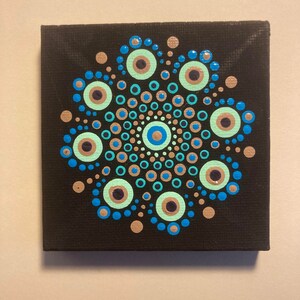 KATRINA Handgemaltes Punkt Mandala Mini Leinwand