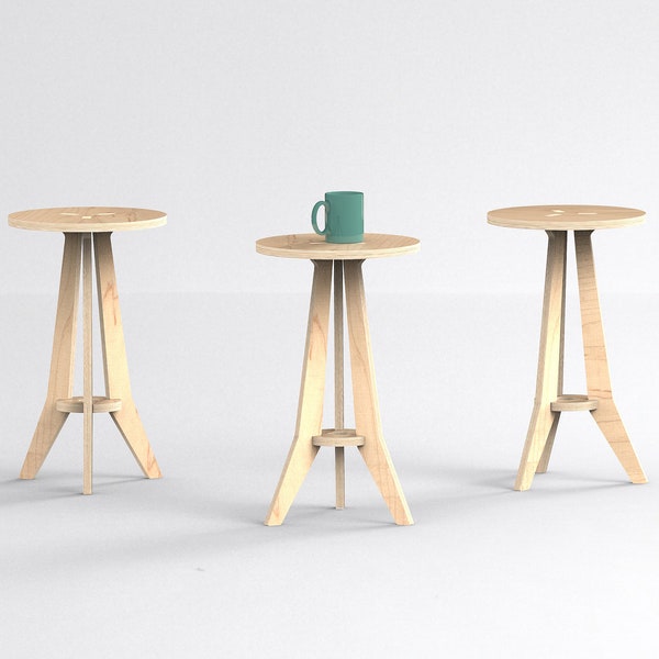 Three Legged Side Table - 18MM Plywood - CNC DXF